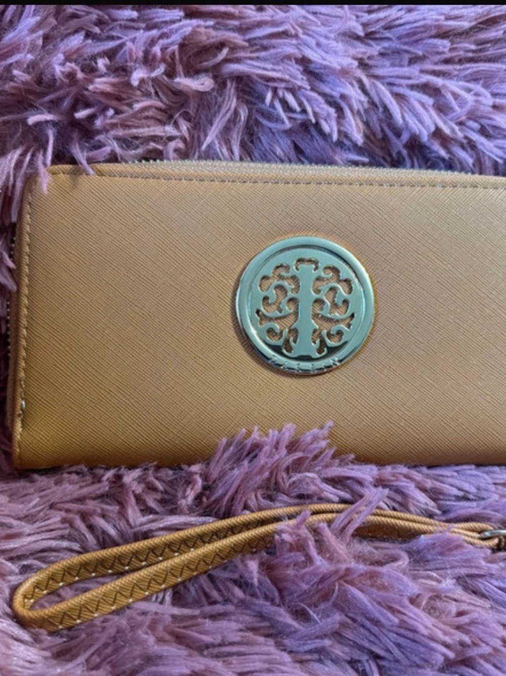 Dasein Gold Wristlet Wallet with Decorative Medallion